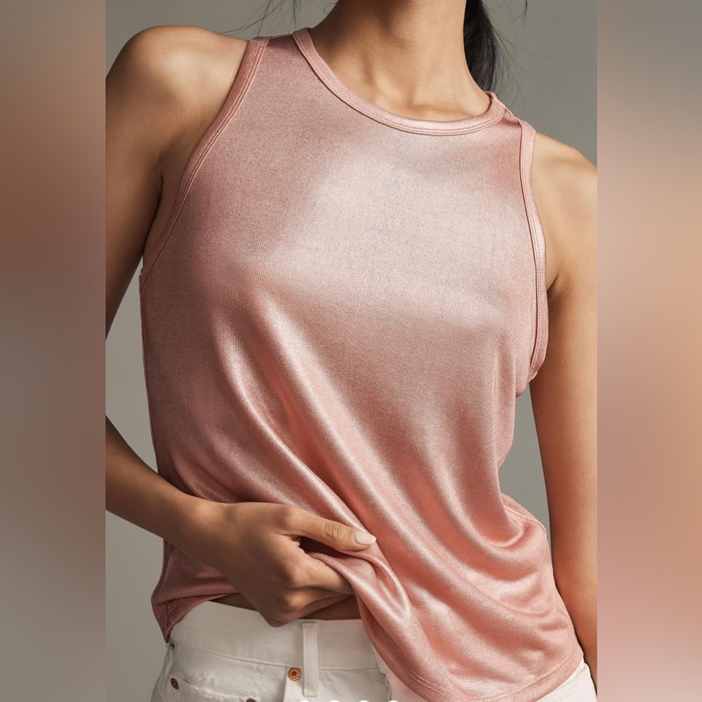 Anthropologie Porridge Pink Shine Racerback Tank Top Size: Large